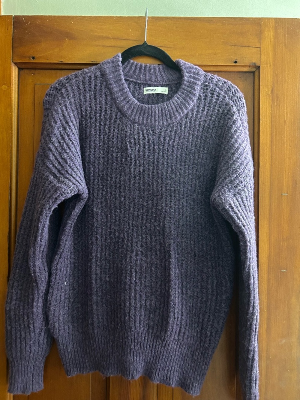 Sonoma Men's Textured Crewneck Sweater - Plum